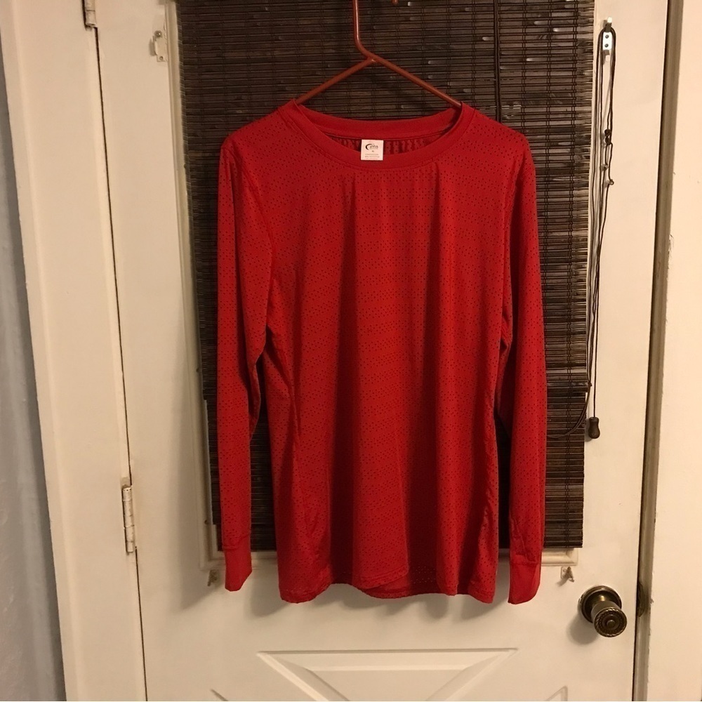 Zyia Active Womens Sz XL Red Chill Long Sleeve Shirt Top Mesh Breathable